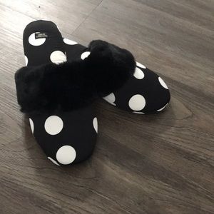 Black and white polkadot slippers!